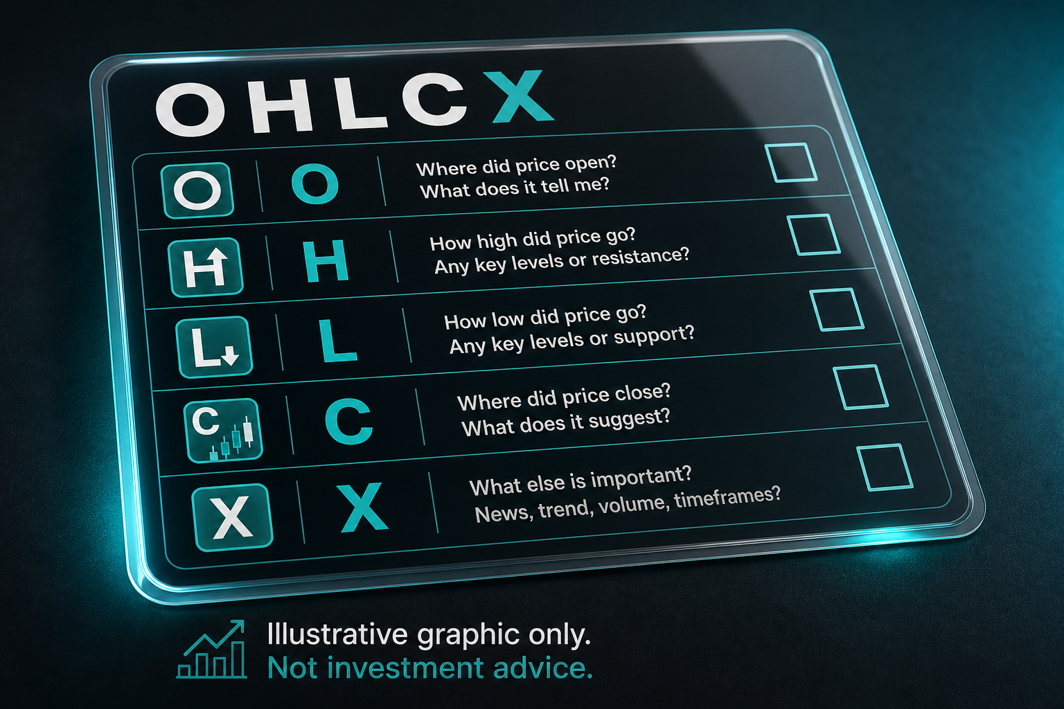 Pre-send checklist card with yes-no items adjacent to a simplified order ticket layout.