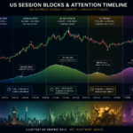 Trading day timeline showing high-attention windows and planned micro-breaks